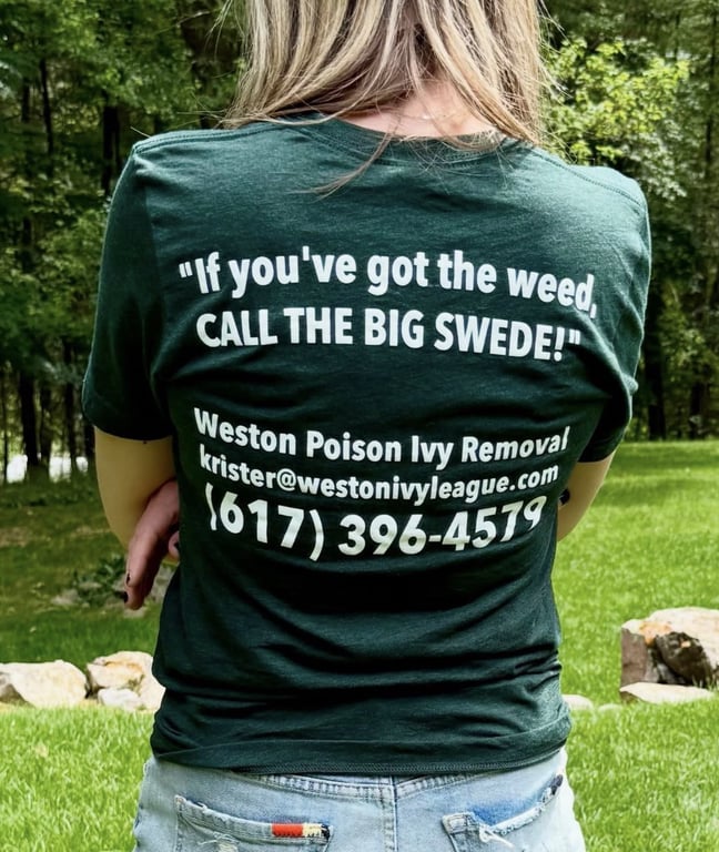 Black T-shirt printed with the Weston Ivy League logo and the line “If you've got the weed, call the Big Swede”